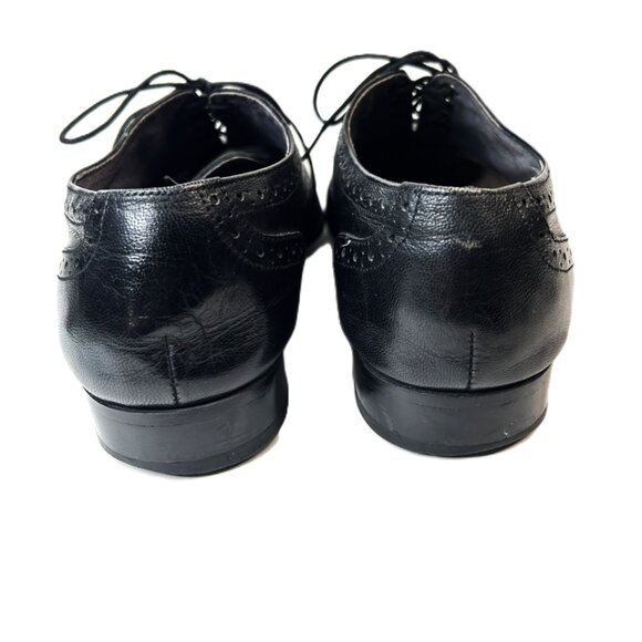 Vtg BOTANY C.L.U.B Black Leather Wingtip Oxford Brogue Dress Shoes US Men's 7.5 - Picture 4 of 5
